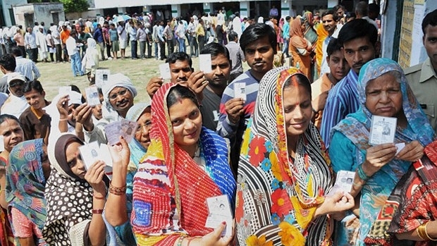 Voters queue up for casting their ballots on the last day of polling.