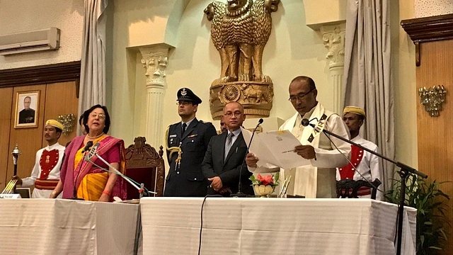 

Nongthombam Biren Singh taking oath as Chief Minister of Manipur. (BJP/Twitter)