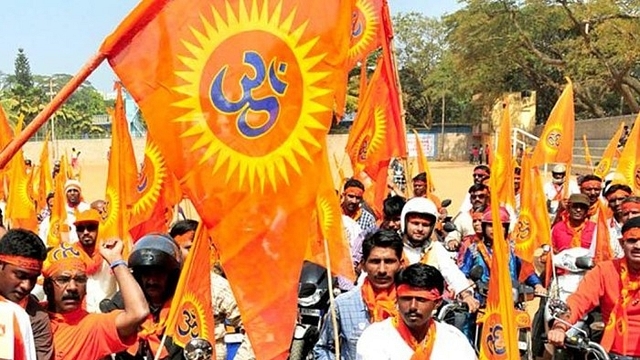 Vishwa Hindu Parishad members at a rally.