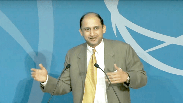 RBI Deputy Governor Dr Viral V Acharya speaking at an event.