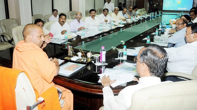 Yogi Adityanath in a meeting&nbsp;