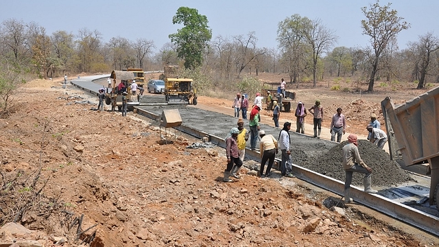 The Injeram-Bhejji road under construction. It was while patrolling along this road that 25 CRPF men were killed in an ambush by Maoists.