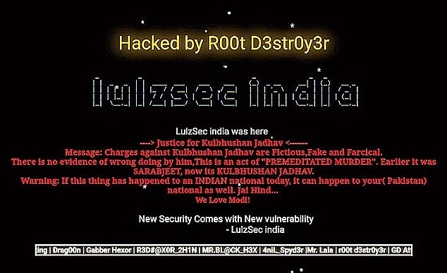 A screen grab of a Pakistan government’s website after being hacked. (DailyMail)