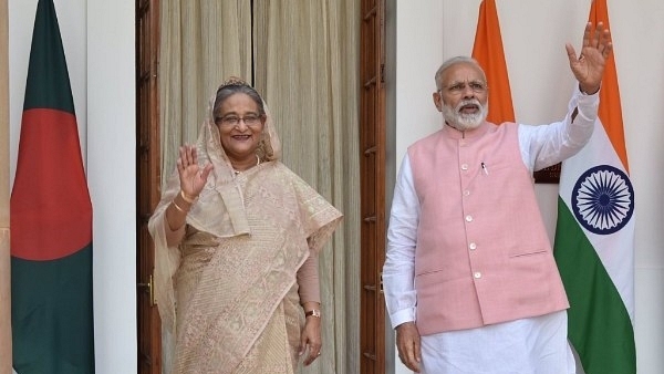 Prime Minister Narendra Modi with Bangladesh Prime Minister Sheikh Hasina in New Delhi. The two leaders are holding talks on strengthening India-Bangladesh relations. (PMO India)