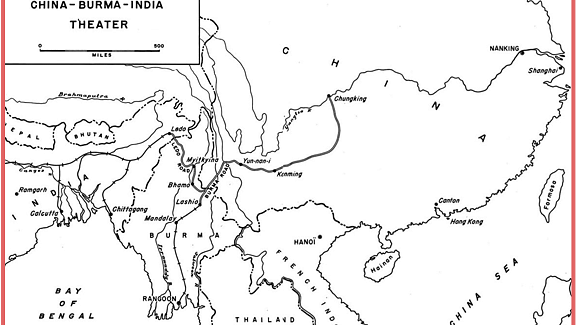 

The “China-Burma-India theatre” refers to the United States military’s operations in China, parts of south-east Asia, Burma and eastern India.