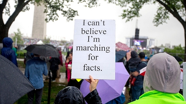 Scientists and supporters at a March for Science rally in Washington, DC. (Jessica Kourkounis/Getty Images)