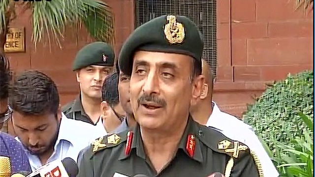 Major General Ashok Narula briefing the press on counter-terror strikes in Nowshera, Rajauri district, Jammu and Kashmir. (ANI/Twitter)