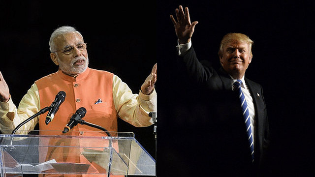 PM Narendra Modi (L) and US President Donald Trump (R)