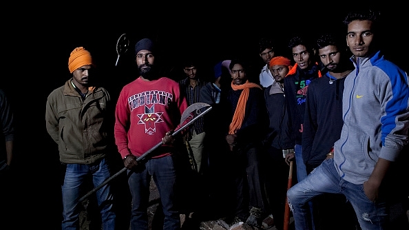 Members of a cow vigilante out on a patrol in Ramgarh, Rajasthan. (Allison Joyce/GettyImages)