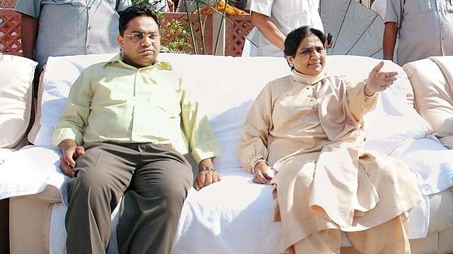 BSP chief Mayawati with her brother Anand Kumar.