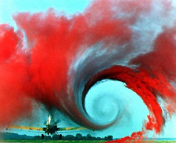 Turbulence in the tip vortex from an airplane wing. (NASA)