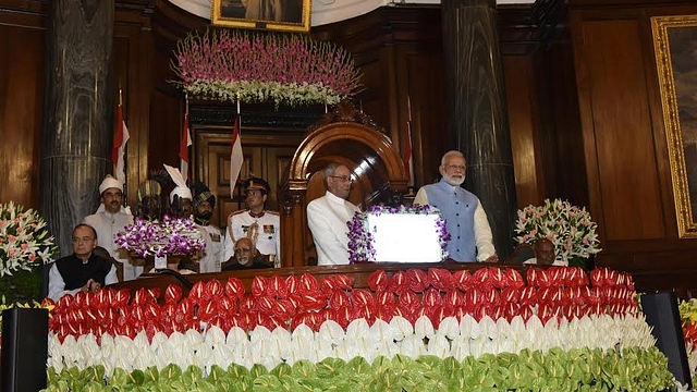 President Pranab Mukherjee, Prime Minister Narendra Modi launching the GST (@PIB_India/Twitter)