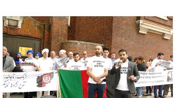 

Members of Pashtun and Sikh communities from Afghanistan protest against Pakistan sponsored terrorism (ANI)