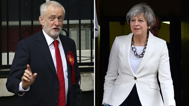 
 Jeremy Corbyn of the Labour party and UK Prime Minister 
Theresa May.

