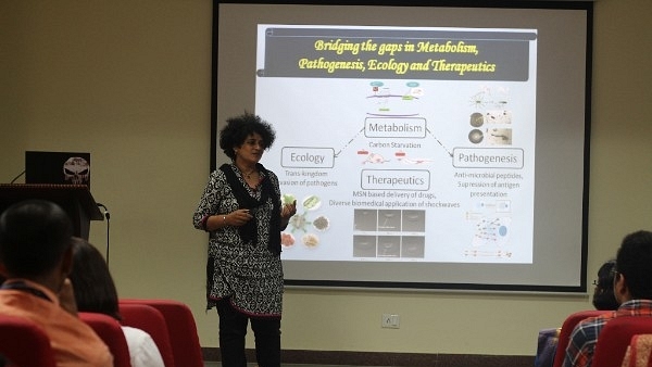 Dr Dipshikha Chakravortty of the Indian Institute of Science delivering a talk at the International Conference on Women in Science, Research and Innovation, 2017. (Photo: Christ University)