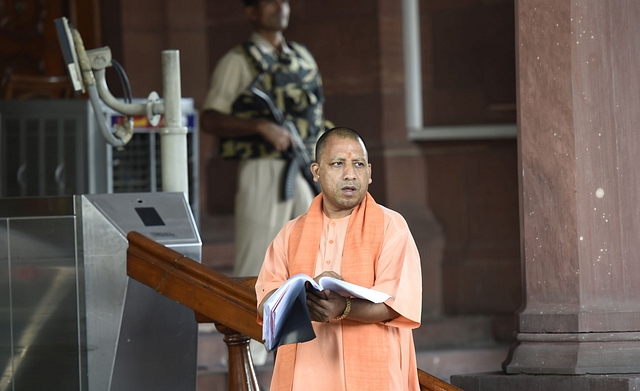 Yogi Adityanath at Parliament House (Arvind Yadav/Hindustan Times via Getty Images)