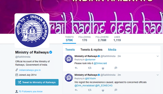 The Indian Railways Twitter handle