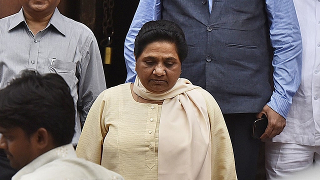 BSP chief Mayawati coming out after casting her vote for the President of India election at Parliament House in New Delhi. (Raj K Raj/Hindustan Times via GettyImages)&nbsp;