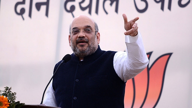 Amit Shah speaks at an event. (Deepak Sansta/Hindustan Times via GettyImages)&nbsp;