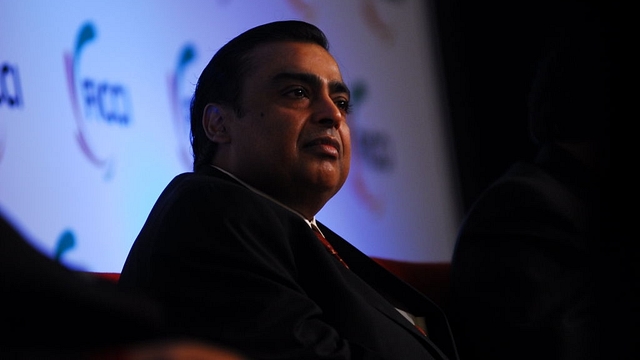 Mukesh Ambani at the 83 AGM of FICCI. (Pradeep Gaur/Mint via GettyImages)&nbsp;