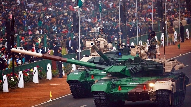 Indian Army tanks participating in Republic Day parade.