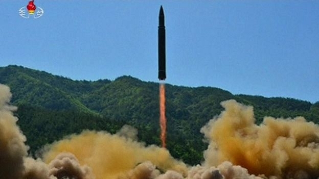 

                    Photos of the purported ICBM test released by North Korea’s state TV.

