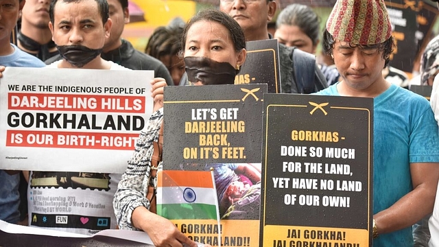 Supporters of Gorkhaland at a rally in Mumbai, India. (Anshuman Poyrekar/Hindustan Times via GettyImages) &nbsp;