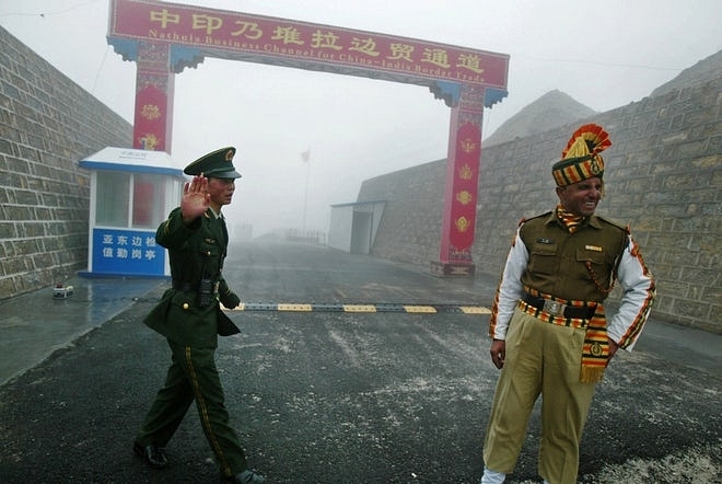 

The ancient Nathu La border crossing between India and China. (Diptendu Dutta/GettyImage)