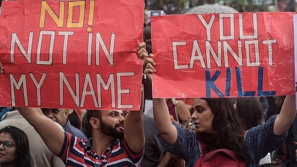 The campaign #NotInMyName against lynching of a Muslim teenager Junaid. (Satish Bate/Hindustan Times via Getty Images)