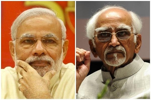 Prime Minister Narendra Modi and Hamid Ansari