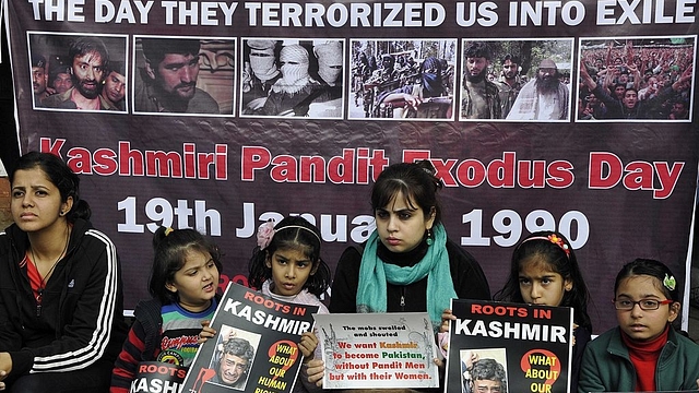 Kashmiri Pandits taking part in a rally. (Sonu Mehta/Hindustan Times via Getty Images)&nbsp;