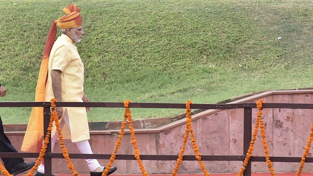 Narendra Modi on Independence Day, 2017. (<b>Raj K Raj/Hindustan Times via Getty Images) </b>