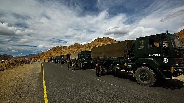 An Indian Army convoy in the Kashmir Valley