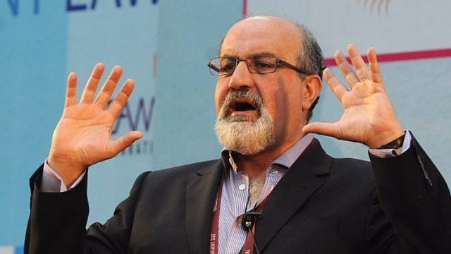 Lebanese-American essayist Nassim Nicholas Taleb at a session on <i>Black Swan</i> during the Jaipur Literature Festival in 2015. (Mohd Zakir/Hindustan Times via Getty Images)