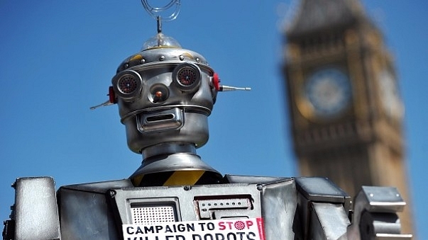 A mock ‘killer robot’ is pictured in central London in 2013 during the launching of the Campaign to Stop ‘Killer Robots’. (CARL COURT/AFP/Getty Images)