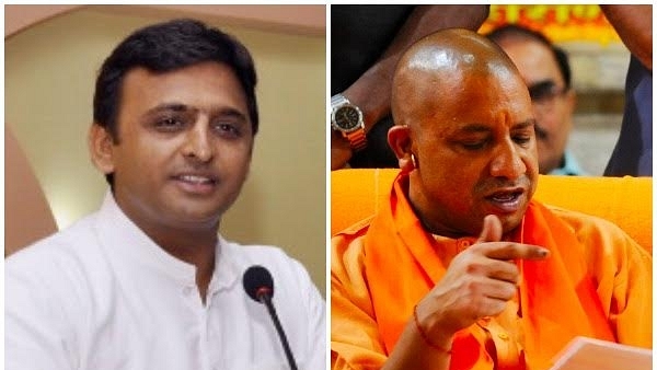 Former chief minister Akhilesh Yadav with current Chief Minister Yogi Adityanath