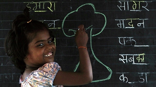 Representative image of a student in a Hindi class in Mumbai (Anshuman Poyrekar/Hindustan Times via Getty Images)