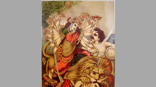 Durga Mahishasura-mardini, the slayer of the buffalo demon. (&nbsp;