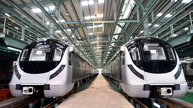 Delhi Metro trains (Photo by Ravi Choudhary/Hindustan Times via Getty Images)