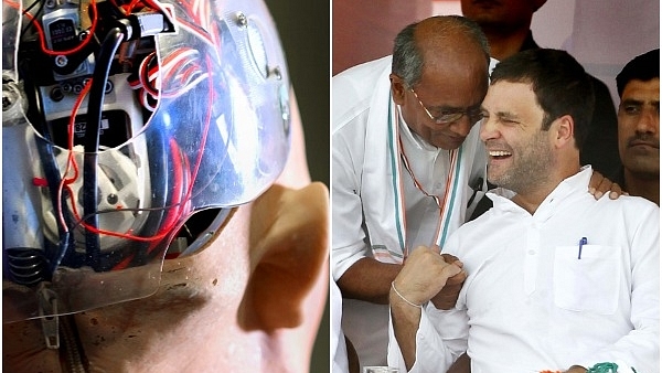 

Artificial Intelligence, left, and Congress general secretary Digvijay Singh and Rahul Gandhi, right.