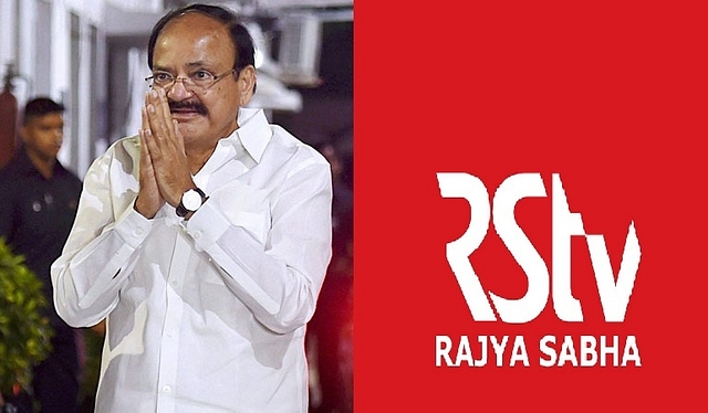 
Vice President M Venkaiah Naidua(L) and RSTV logo (R).   