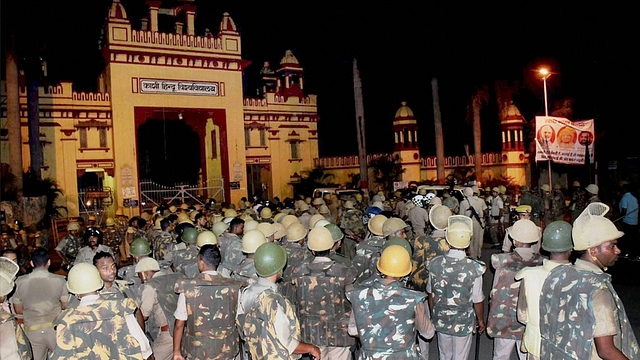 Police and paramilitary personnel deployed in BHU. (PTI)