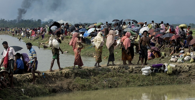 Rohingya Refugees in Ukhia along the Myanmar-Bangladesh border. Some 4,20,000 people have fled from Myanmar into Bangladesh. (K M ASAD/AFP/Getty Images)