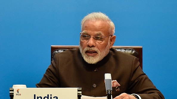 Indian Prime Minister Narendra Modi delivers a speech during the BRICS Summit in Xiamen. (KENZABURO FUKUHARA/AFP/Getty Images)