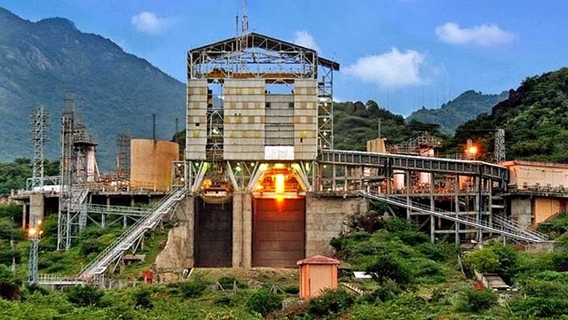 Testing of the 
indigenously built cryogenic engine at ISRO’s Mahendragiri campus. 