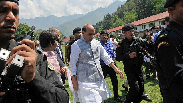 Home Minister Rajnath Singh during a visit to Kashmir. (Waseem Andrabi/Hindustan Times via GettyImages)