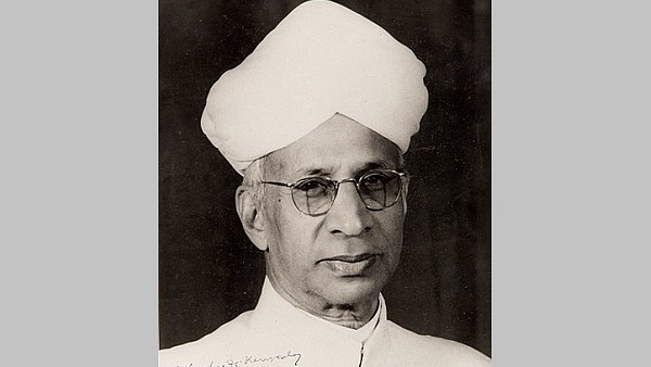 A black-and-white portrait photograph of the Dr Sarvepalli Radhakrishnan, inscribed to President John F Kennedy.