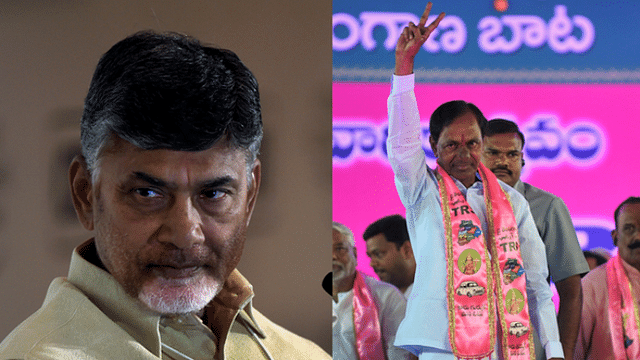 Andhra Pradesh Chief Minister N Chandrababu Naidu and his Telangana counterpart K Chandrashekhar Rao