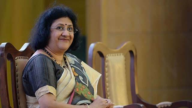 State Bank of India chairperson  Arundhati Bhattacharya at a press conference in Mumbai. (INDRANIL MUKHERJEE/AFP/GettyImages)