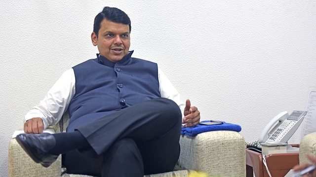 Maharashtra Chief Minister Devendra Fadnavis at his residence in Mumbai. (Pratik Chorge/Hindustan Times via GettyImages)&nbsp;